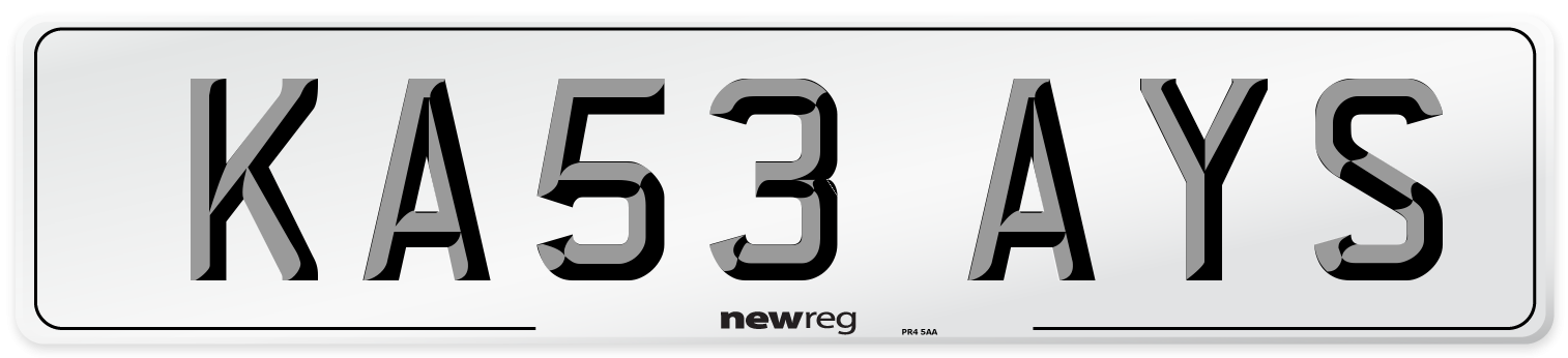KA53 AYS Number Plate from New Reg